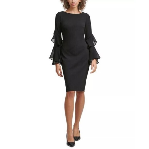 Calvin Klein Dresses & Skirts - NEW! Calvin Klein Women's 10 Ruffled-Sleeve Sheath Dress NWT $134
